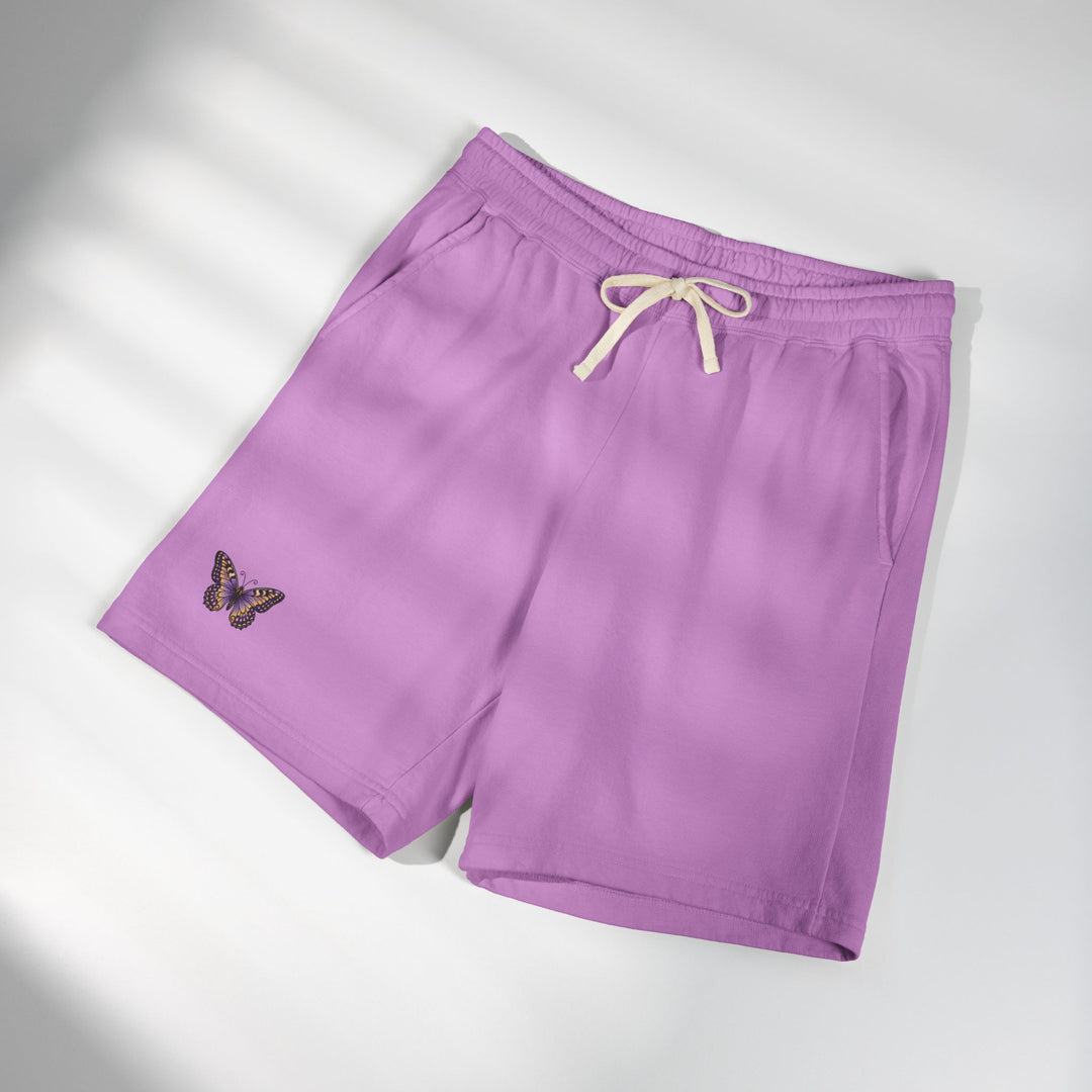 Butterfly Embroidered Fleece Sweat Shorts