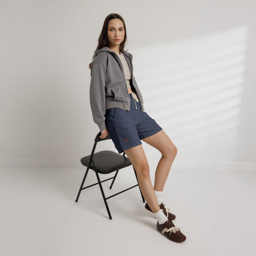 Butterfly Embroidered Fleece Sweat Shorts
