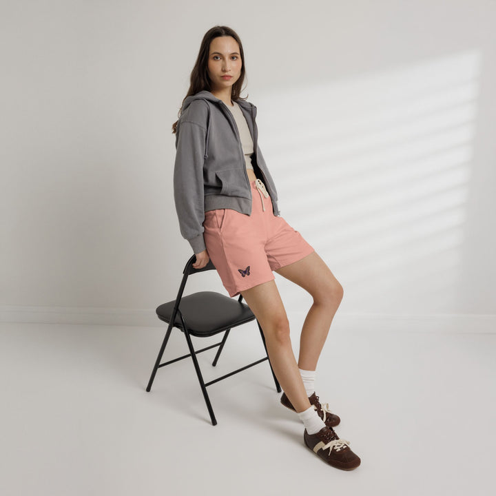 Butterfly Embroidered Fleece Sweat Shorts