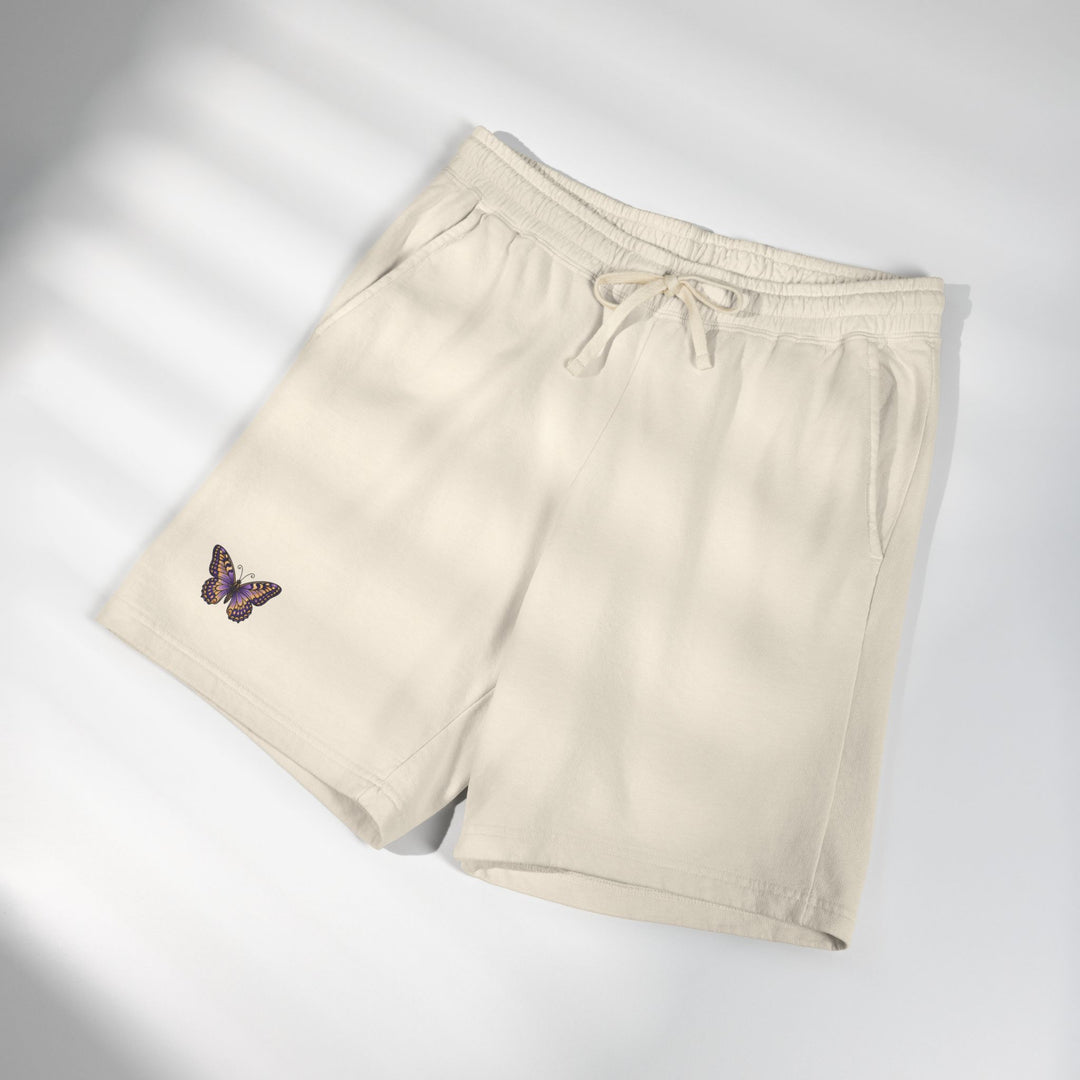 Butterfly Embroidered Fleece Sweat Shorts