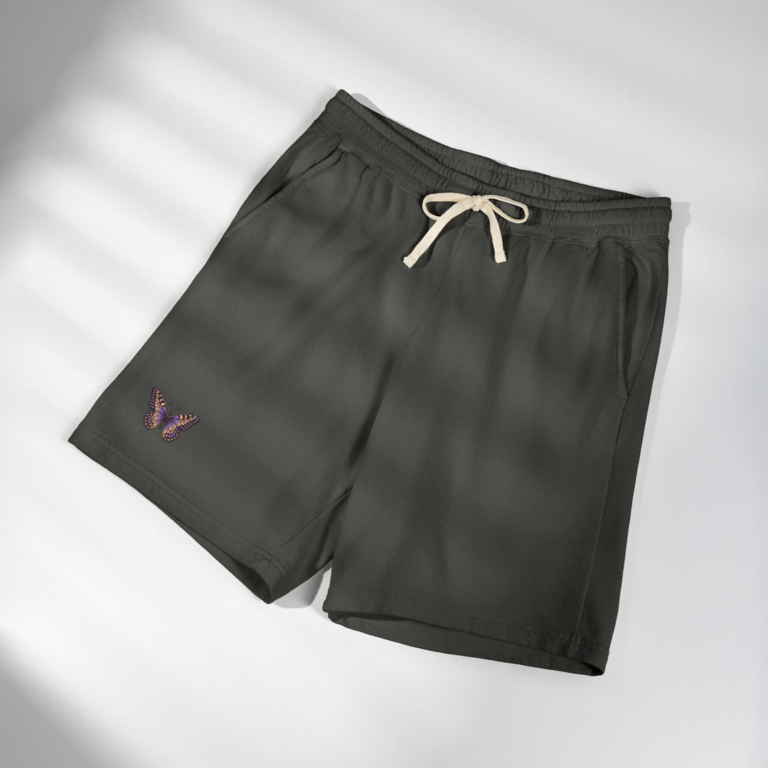 Butterfly Embroidered Fleece Sweat Shorts