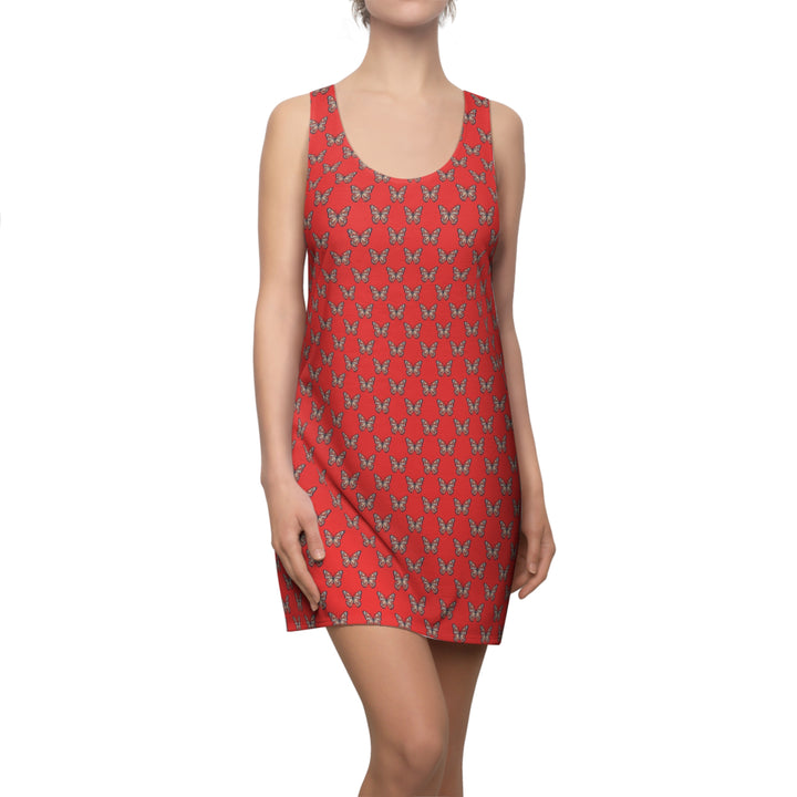 Red Butterfly Pattern Racerback Dress
