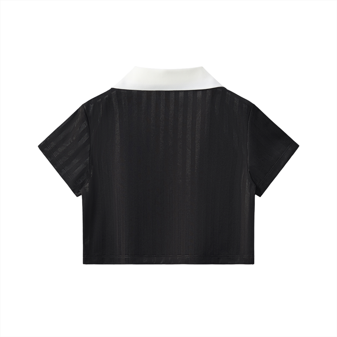 Cropped and Striped Jersey Tee
