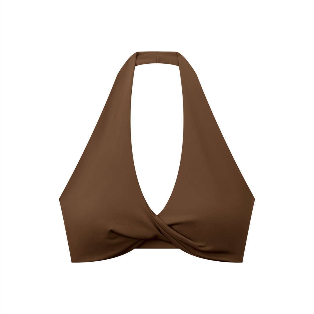 Pleated Halter Sports Bra