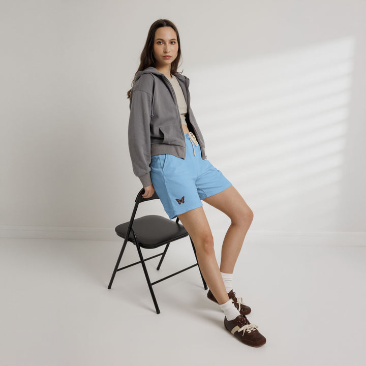 Butterfly Embroidered Fleece Sweat Shorts