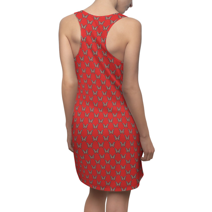 Red Butterfly Pattern Racerback Dress