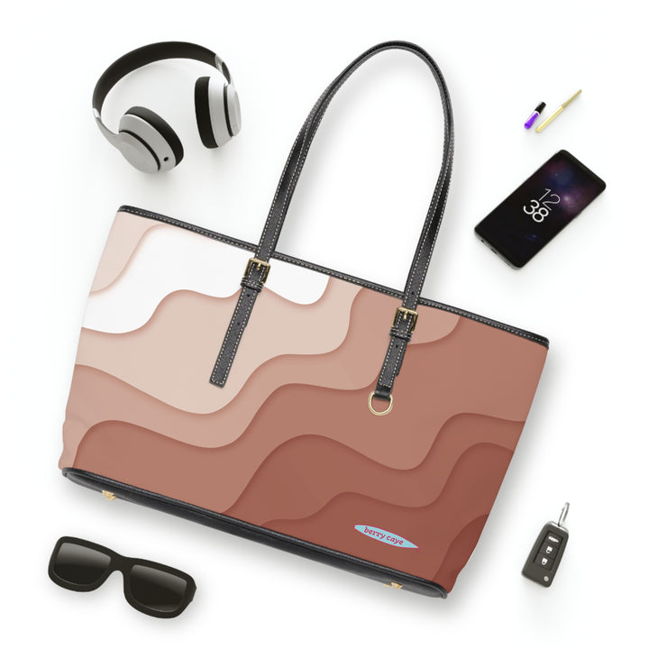 Berry Caye® Brown Wave Leather Shoulder Bag