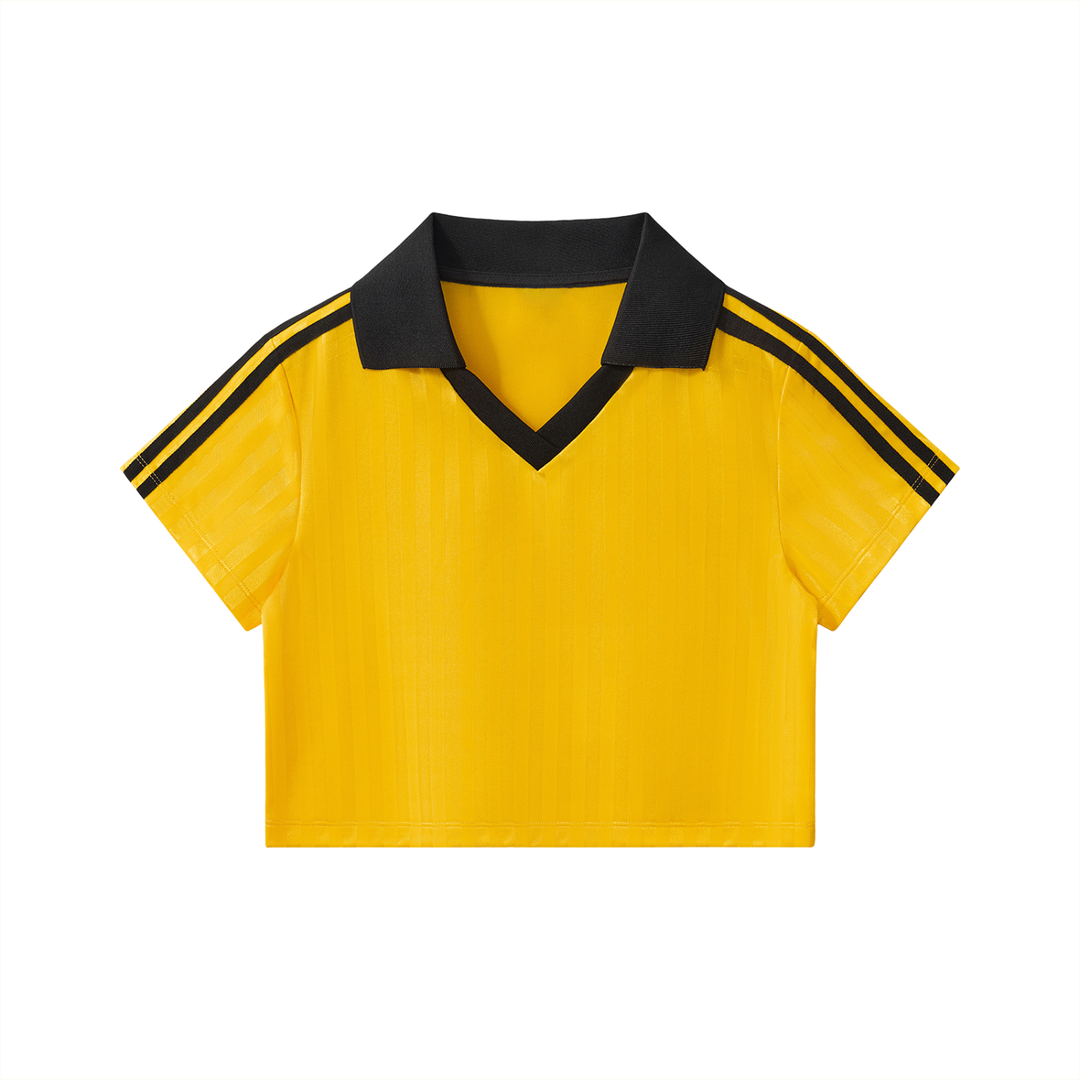 Cropped and Striped Jersey Tee