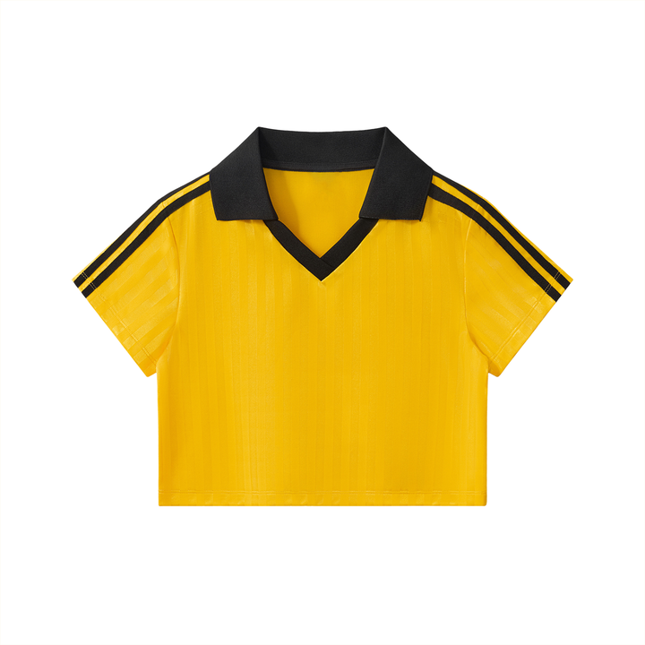 Cropped and Striped Jersey Tee