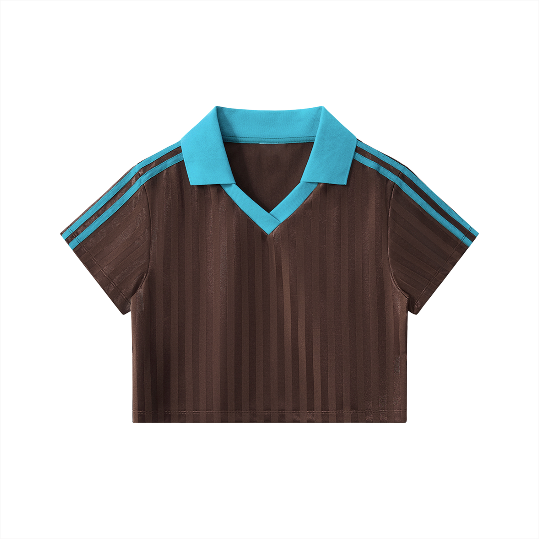 Cropped and Striped Jersey Tee
