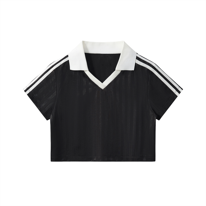 Cropped and Striped Jersey Tee