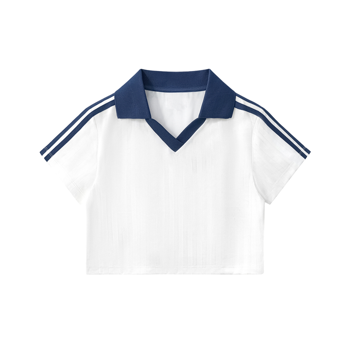 Cropped and Striped Jersey Tee